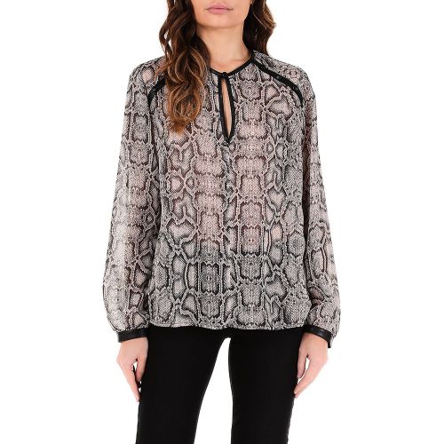 Blouse col v imprimé animalier, manches longues - LIU JO - Modalova