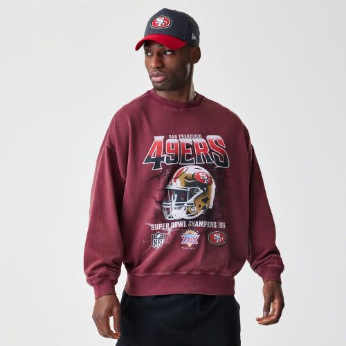 San Francisco 49ers NFL Washed Boxy Dark Red Oversized Crew Neck Sweater unisex - New Era Cap - Modalova