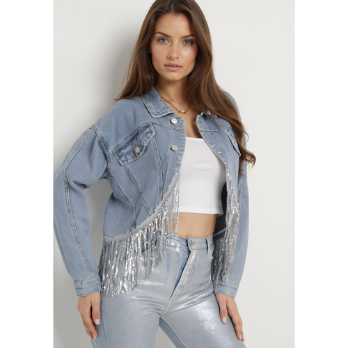 Veste en jean avec franges décoratives et paillettes | Couleur: | Taille: S - Naumy - Modalova