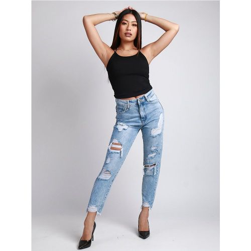 Jeans destroy 5 poches bleu | Taille: 34 | Couleur: - My Store - Modalova