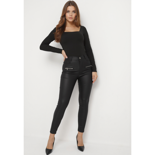 Pantalon skinny en simili cuir à zip décoratif | Couleur: | Taille: XS - Naumy - Modalova