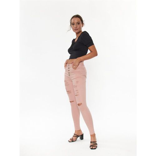 Jean skinny rose à boutons et déchirures légères | Couleur: | Taille: XS - My Store - Modalova