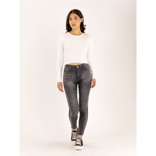 Jean skinny orné de cristaux ourlet effiloché | Couleur: | Taille: S - Naumy - Modalova