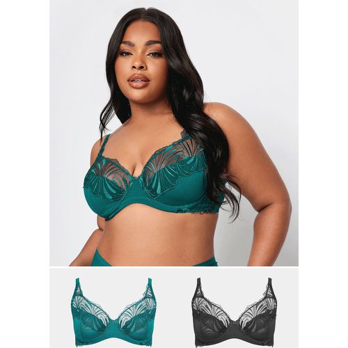 Lot De 2 Soutiensgorge & Bleu Sarcelle Dentelle - Yours - Modalova