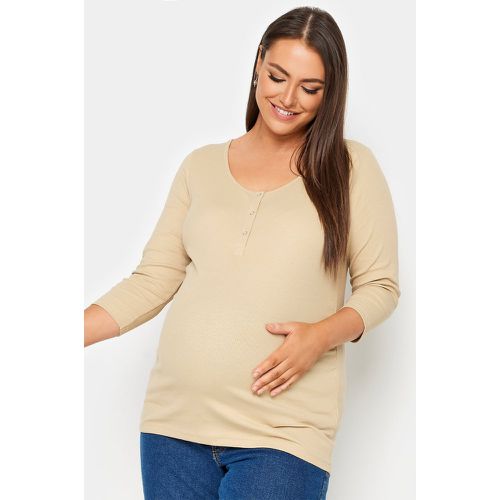 Maternity Top Beige Nervuré Boutonné - Bump It Up - Modalova