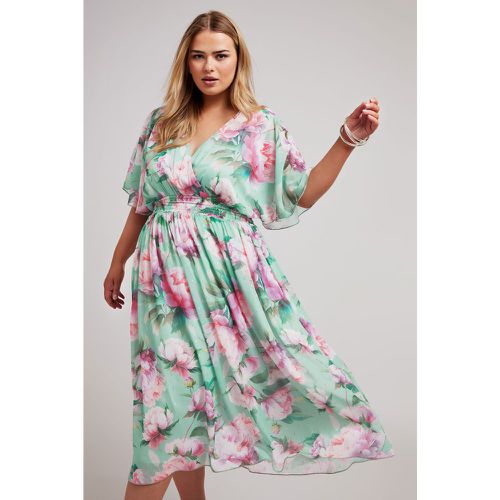 Robe Floral Cachecoeur Volantée , Grande Taille & Courbes - Yours London - Modalova