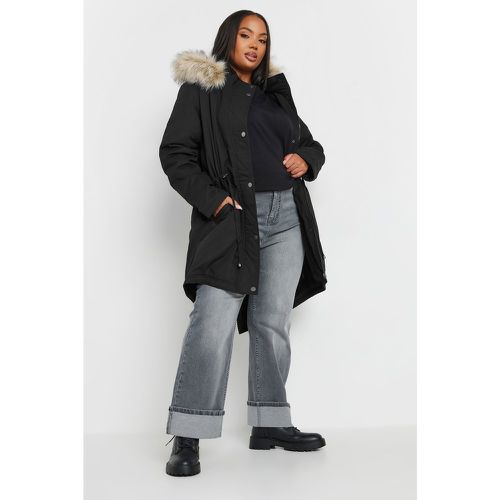 Curve Black Faux Fur Trim Parka Coat, Grande Taille & Courbes - Yours - Modalova