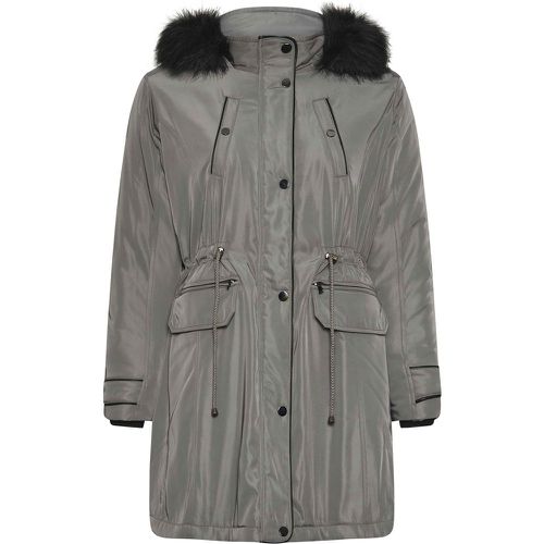 Curve Charcoal Grey Faux Fur Trim Parka Jacket, Grande Taille & Courbes - Yours - Modalova