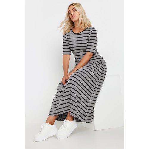 Curve Grey Stripe Ribbed Maxi Dress, Grande Taille & Courbes - Yours - Modalova