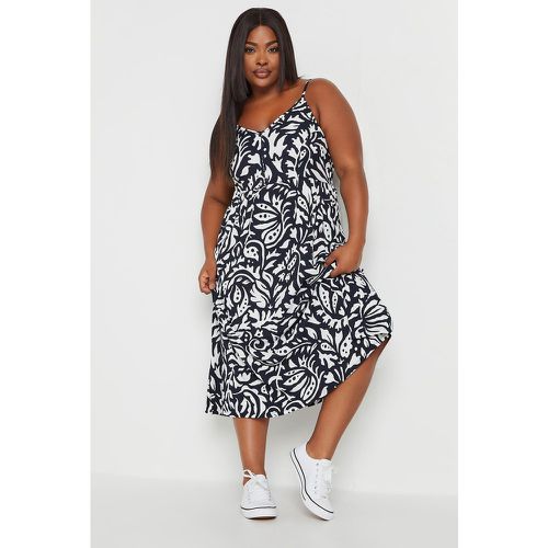 Curve Black Abstract Print Strappy Sundress, Grande Taille & Courbes - Yours - Modalova