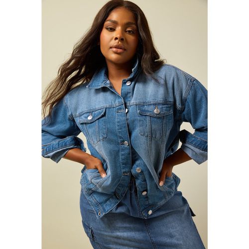 Veste En Jean Effet Délavée Oversize , Grande Taille & Courbes - Yours - Modalova