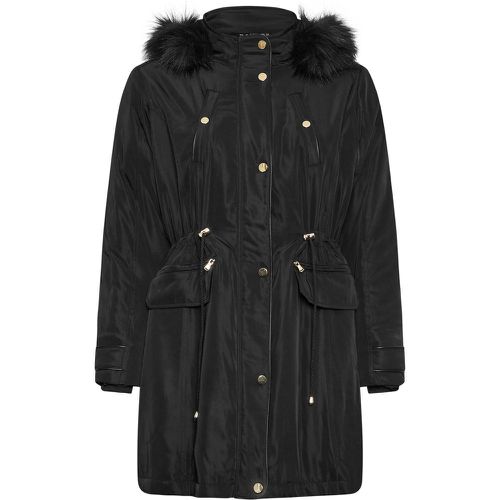 Curve Black Faux Fur Trim Parka Jacket, Grande Taille & Courbes - Yours - Modalova