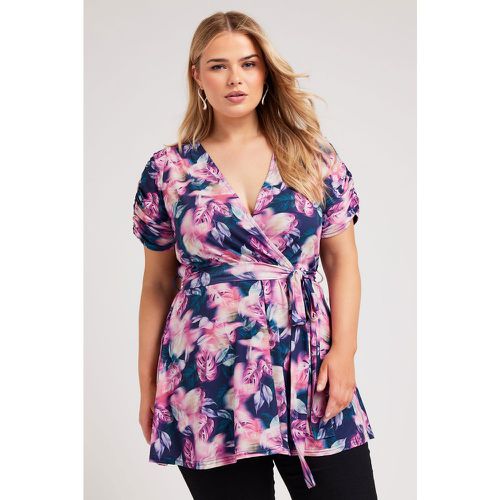 Top Cachecoeur Bleu & Floral Tropical , Grande Taille & Courbes - Yours London - Modalova