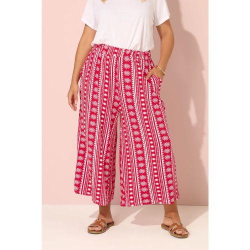 Curve Culotte Midaxi Rouge À Imprimé Aztèque Size 58-60 - Yours - Modalova
