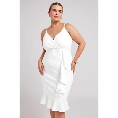 Robe Blanche Volantée Coupe Crayon , Grande Taille & Courbes - Yours London - Modalova