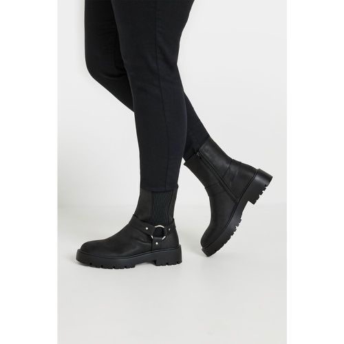 Black Chunky Biker Chelsea Boot In Wide E Fit - Yours - Modalova