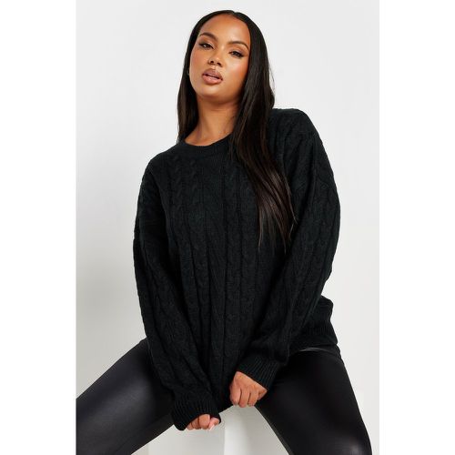 Curve Black Cable Knit Jumper, Grande Taille & Courbes - Yours - Modalova