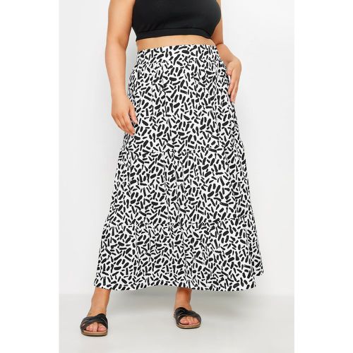 Curve White Abstract Print Tiered Maxi Skirt, Grande Taille & Courbes - Yours - Modalova