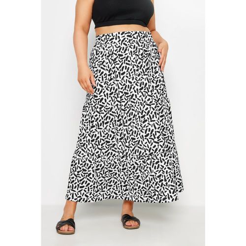 Robe Maxi Blanche & Noire Abstrait Design Volanté , Grande Taille & Courbes - Yours - Modalova