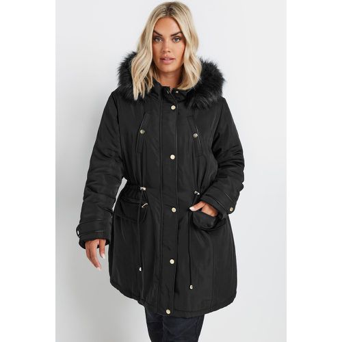 Curve Black Faux Fur Trim Parka Jacket, Grande Taille & Courbes - Yours - Modalova