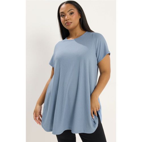 Top Évasé En Tissu Côtelé Doux Bleu Size 44 - Yours - Modalova