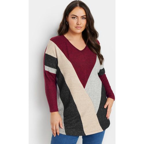 Sweatshirt Bordeaux & Beige Block De Couleurs , Grande Taille & Courbes - Yours - Modalova