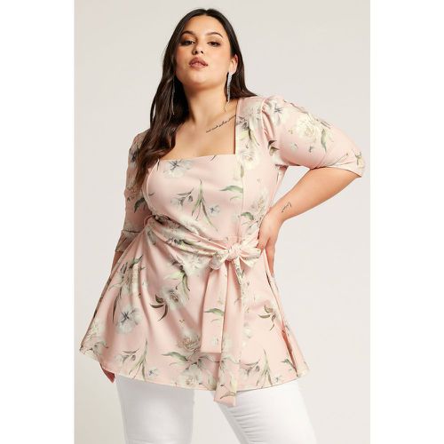 Top Corail Floral Avec Ceinture , Grande Taille & Courbes - Yours London - Modalova