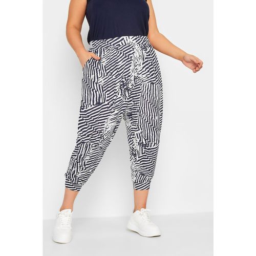 Pantalon Sarouel Marine & Blanc Rayé , Grande Taille & Courbes - Yours - Modalova