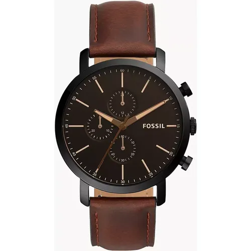 Montre Luther chronographe en cuir brun - Fossil Outlet - Modalova
