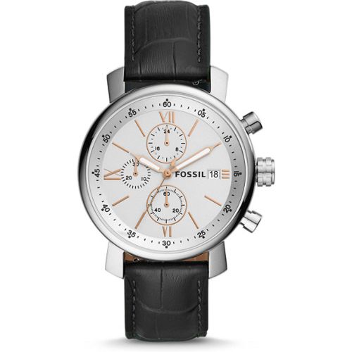 Unisex Montre Rhett Chronographe En Cuir Noir - One size - Fossil - Modalova