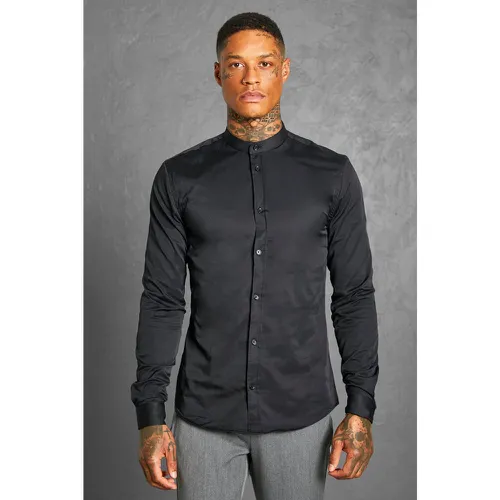 Chemise à col grand-père et manches longues - M - Boohooman - Modalova