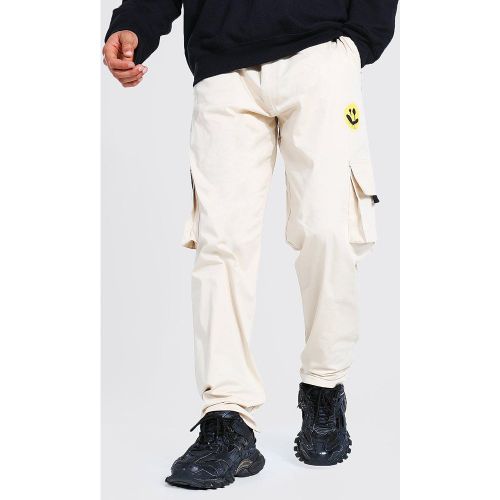 Pantalon chino cargo imprimé smiley - S - Boohooman - Modalova