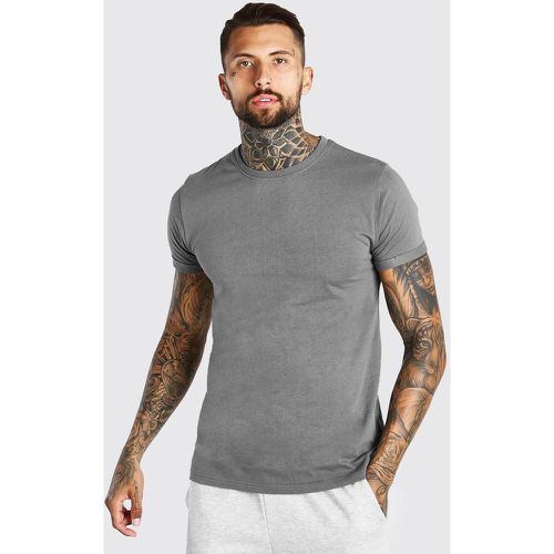 T-shirt basique ras du cou manches à revers - L - Boohooman - Modalova