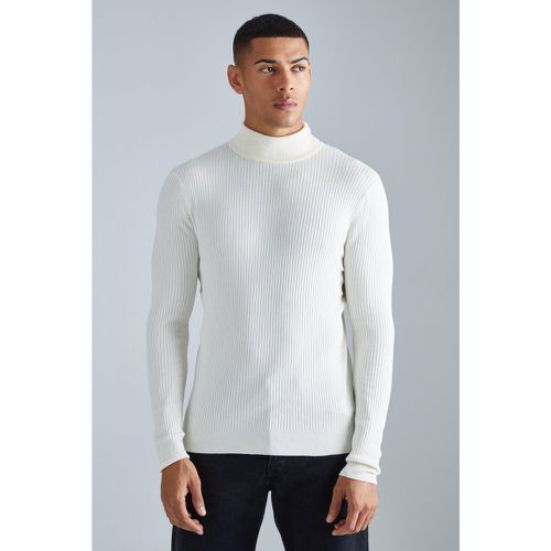 Pull côtelé près du corps à col roulé - XS - Boohooman - Modalova