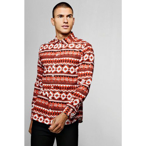 Chemise à manches longues aspect brossé imprimé Navajo - S - Boohooman - Modalova