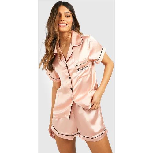 Ensemble De Pyjama Satiné Brodé Pour Demoiselle D'Honneur - 34 - boohoo - Modalova