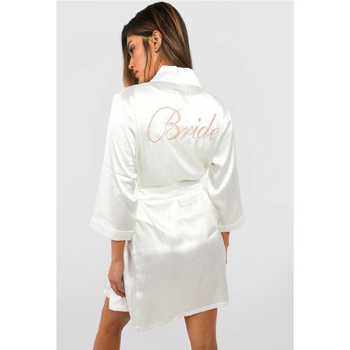 Robe De Chambre Satinée À Inscription Bride - Xs - boohoo - Modalova