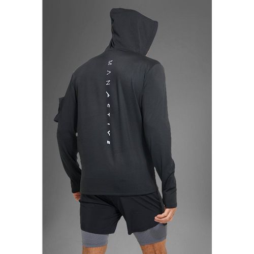 Sweat à capuche de sport à poches et imprimé au dos - MAN Active homme - L - Boohooman - Modalova