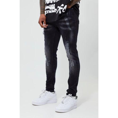 Jean super skinny déchiré tâches de peinture - 30R - Boohooman - Modalova