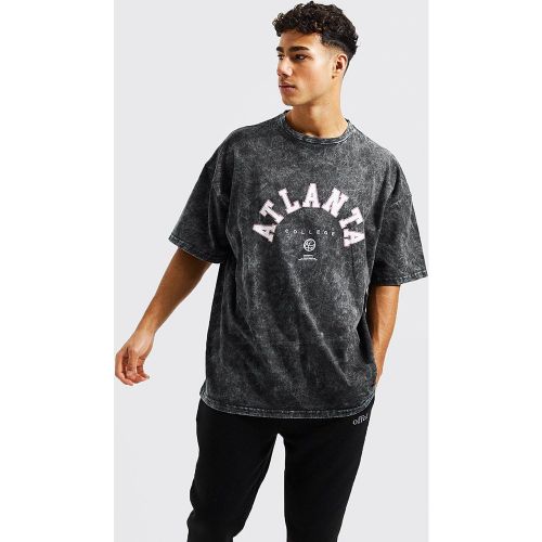 T-shirt oversize délavé à imprimé - L - Boohooman - Modalova