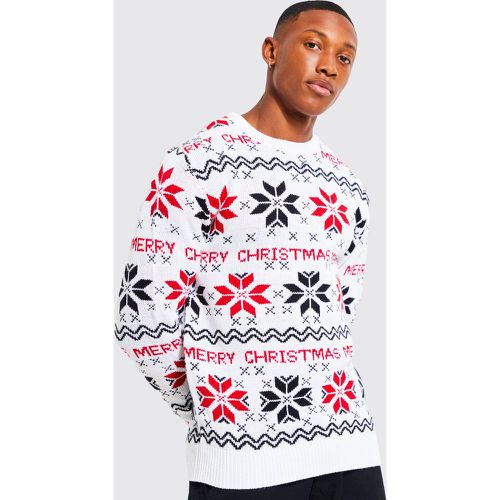 Pull de Noël à slogan et motif jacquard - S - Boohooman - Modalova