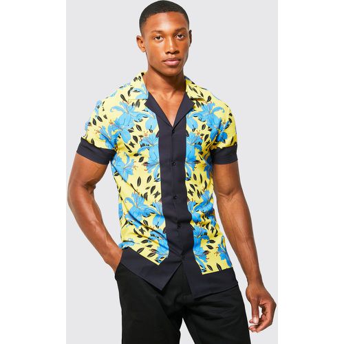 Chemise moulante à manches courtes et imprimé fleuri - L - Boohooman - Modalova