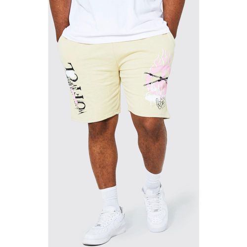 Grande taille - Short en jersey à imprimé Peace - XXXXL - Boohooman - Modalova