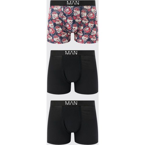 Lot de 3 boxers à imprimé crâne - S - Boohooman - Modalova