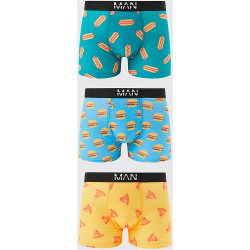 Lot de 3 boxers à imprimé fast food - S - Boohooman - Modalova