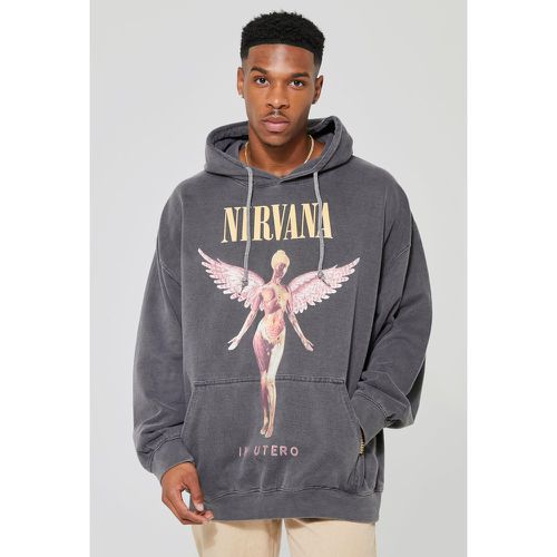 Sweat à capuche oversize surteint à imprimé Nirvana homme - S - Boohooman - Modalova