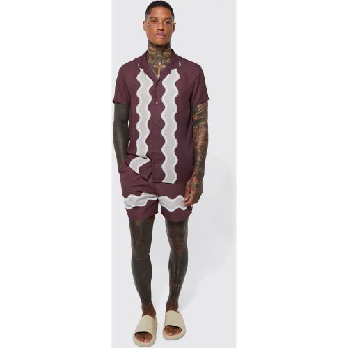 Ensemble imprimé avec chemise à manches courtes et short de bain - M - Boohooman - Modalova