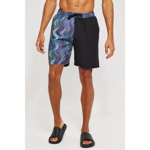 Tall - Maillot de bain mi-long bicolore - S - Boohooman - Modalova