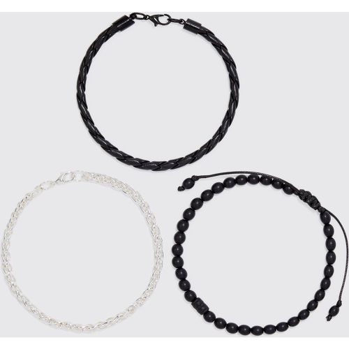 Lot de 3 bracelets chaîne et corde - Boohooman - Modalova