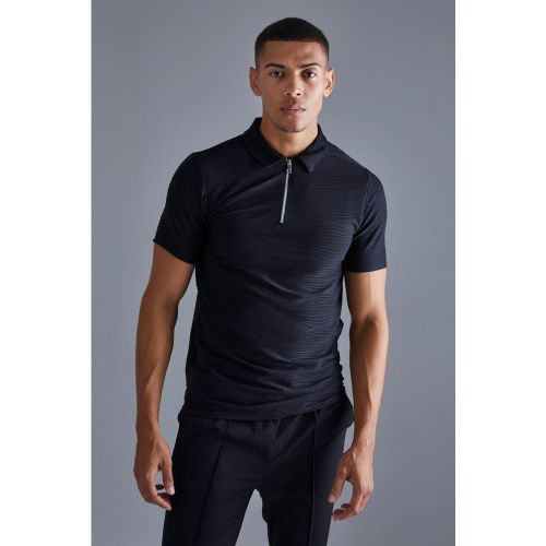 Polo côtelé zippé - XL - Boohooman - Modalova
